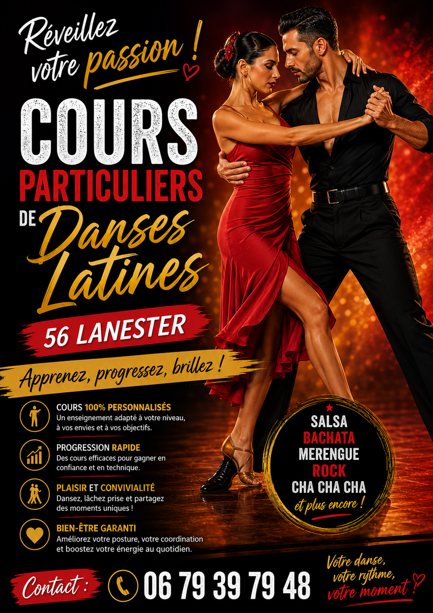 Cours particuliers de danses latines à Lanester - Votre danse, votre rythme, votre progression